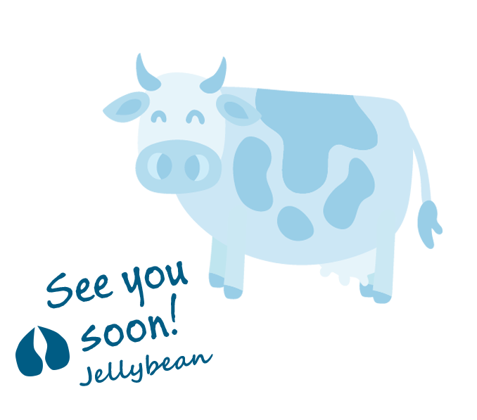 See you soon! - JellyBean the Cow